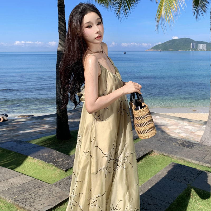 Elegant Chinese Style Ruffle Cami Dress for Vacation - Image 3