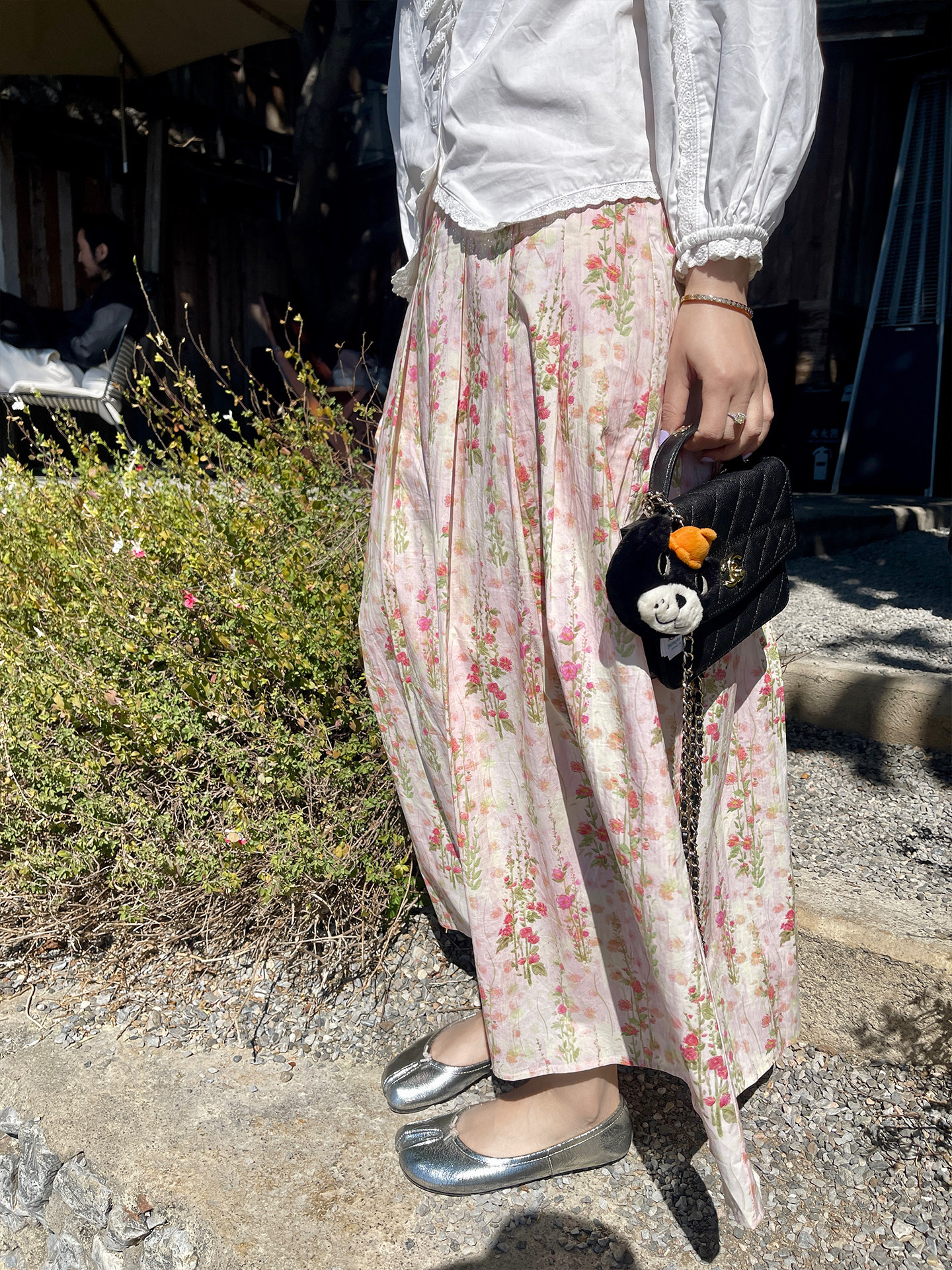 100% Cotton Floral Pleated A-Line Midi Skirt for Women Spring 2026