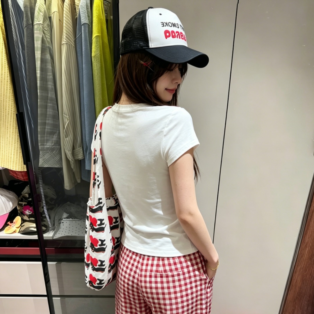 2026 New 40-Count 230g Cotton Blend Slim Fit Short Sleeve Letter Print T-Shirt