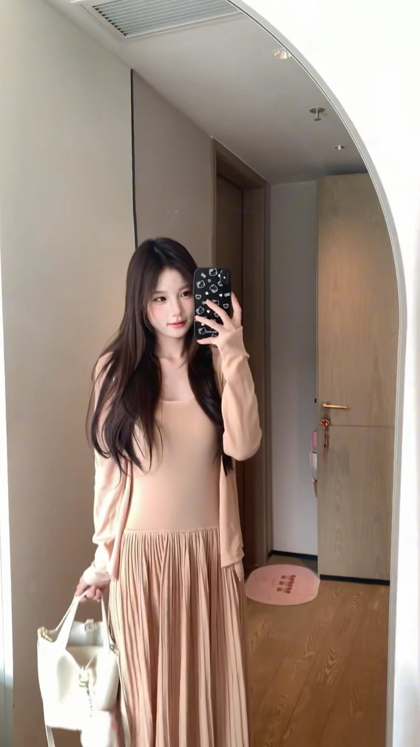 Elegant Socialite Style Tweed Knit Cardigan and Long Dress Two-Piece Set for Women