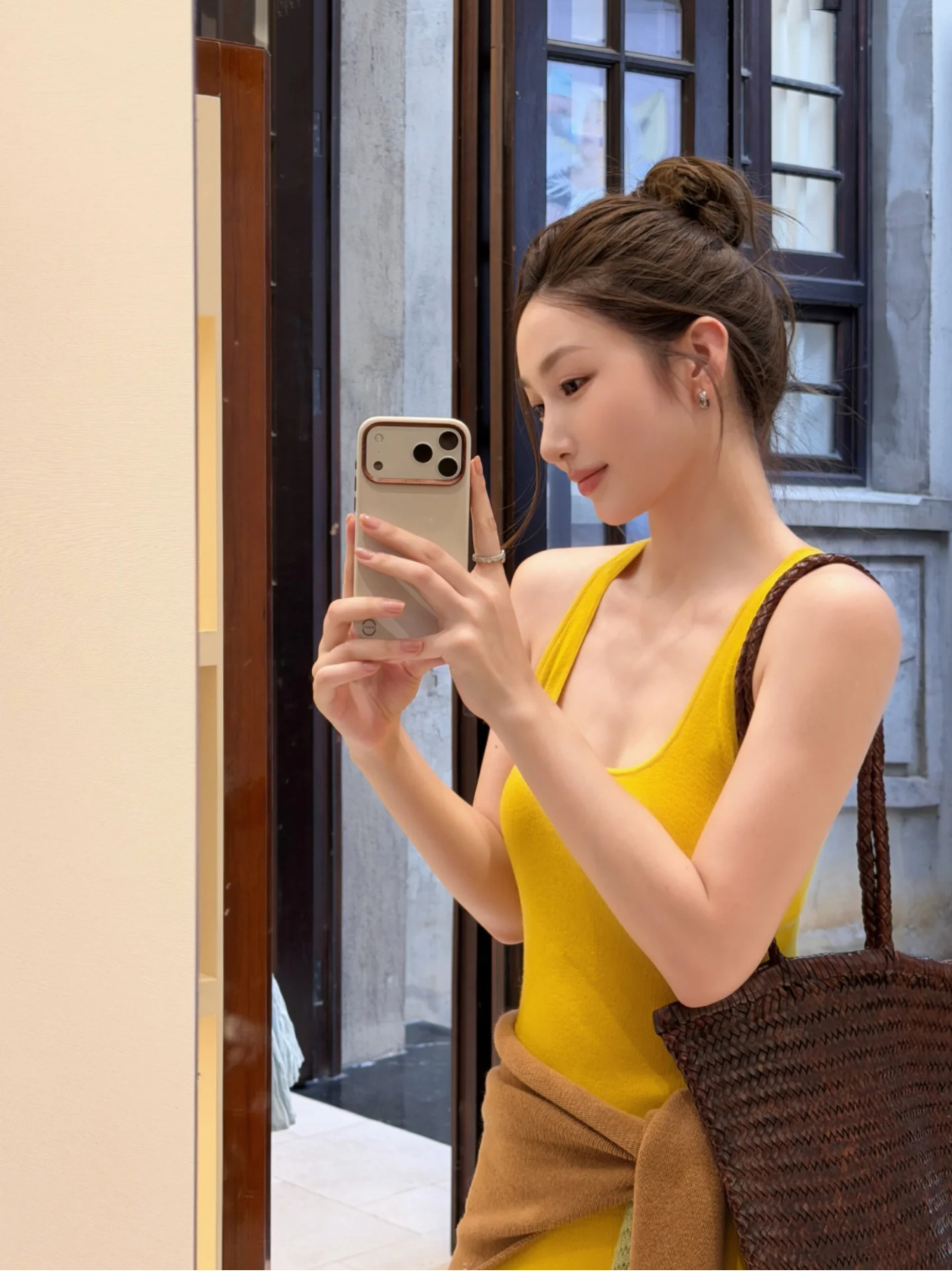 Women's Lyocell Color Block Cape Long U-Neck Knit Dress - Image 4