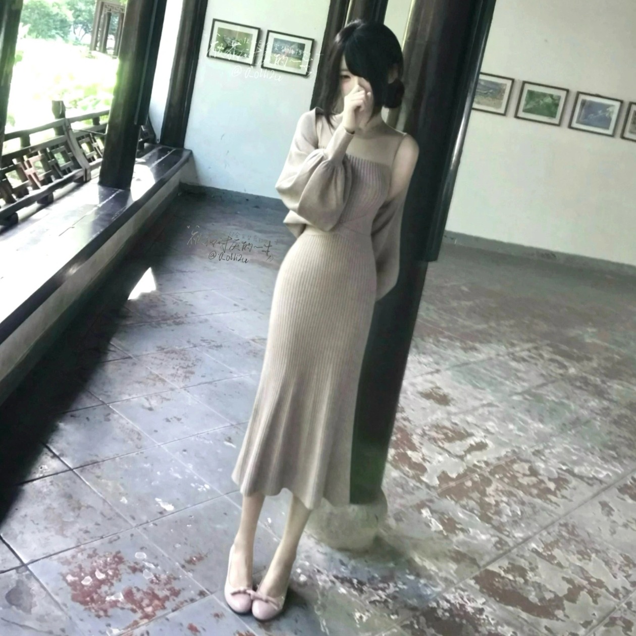 MOXI Ginza Muse Japanese Style Sheer Layered Sleeveless Vest Pure Desire Knit Dress Two Piece Set - Image 5